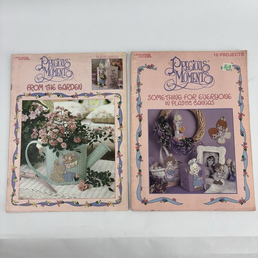 VTG‎ Precious Moments In Plastic Canvas Lot (2) Leisure Arts